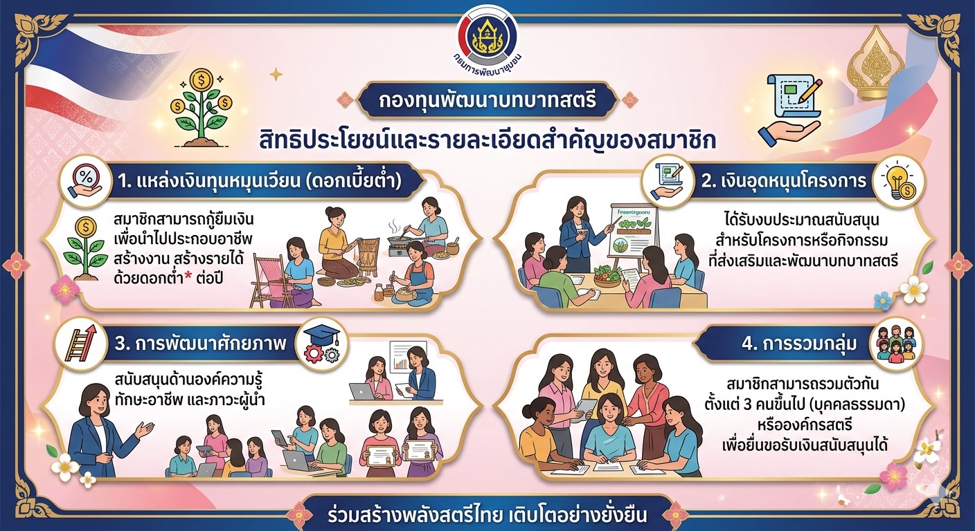 สมัครเป็นสมาชิกกองทุนพัฒนาบทบาทสตรี วันนี้ เปิดโอกาสให้ผู้หญิงไทยเข้าถึง “เงินทุน ดอกเบี้ยต่ำ"